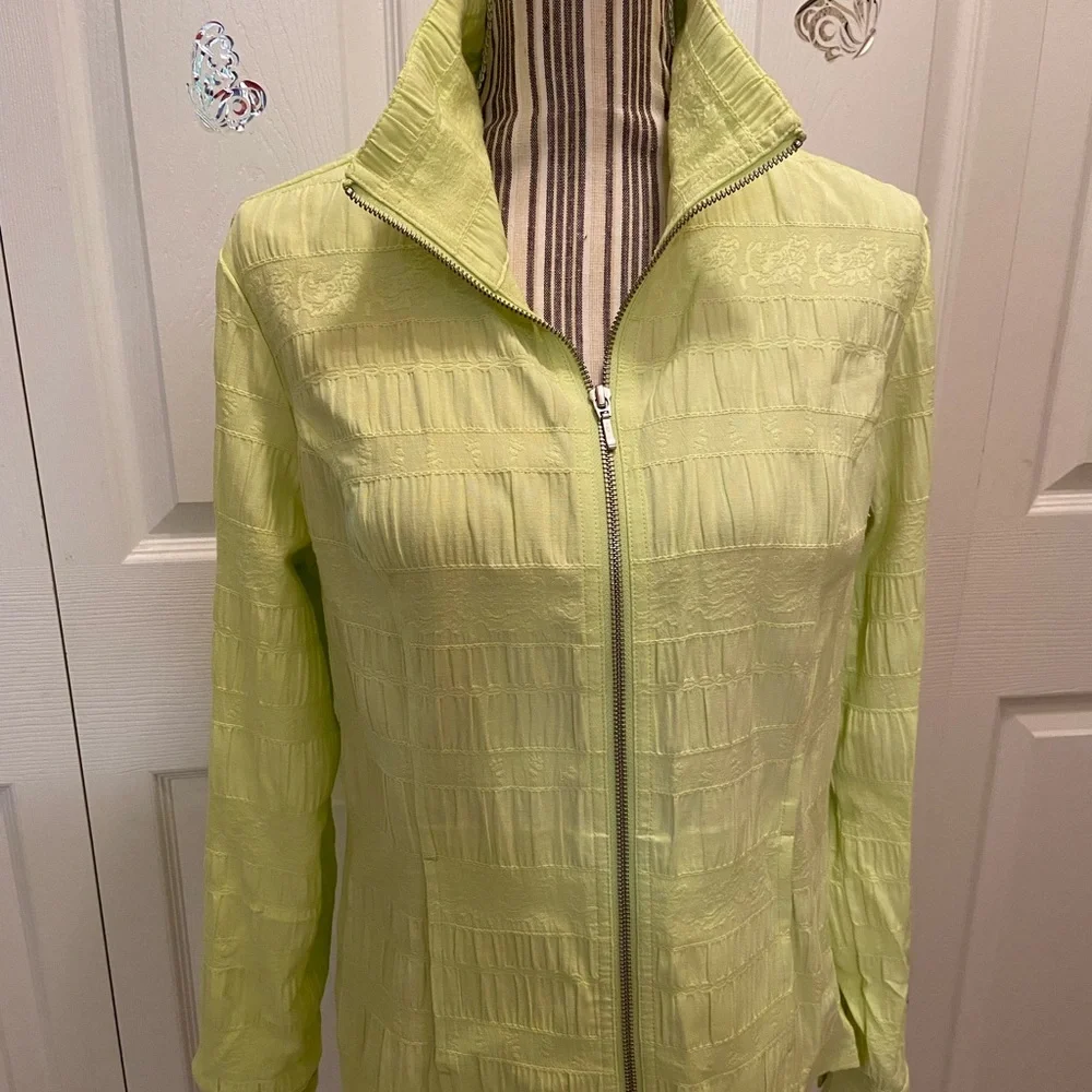 Christopher &  Banks Lime Green Jacket with roll up sleeves size Med - Picture 2 of 9